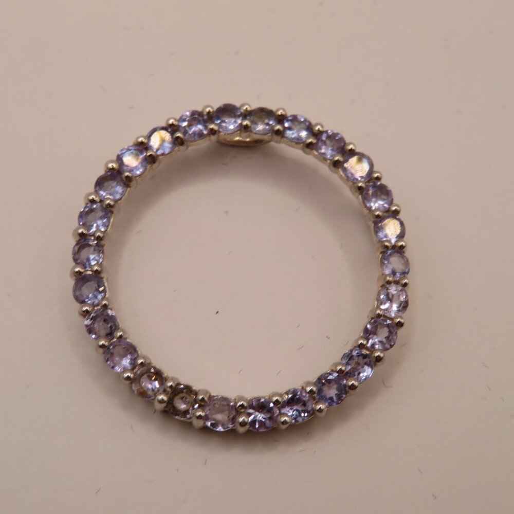 925 Silver Circle Purple Gem Pendant
